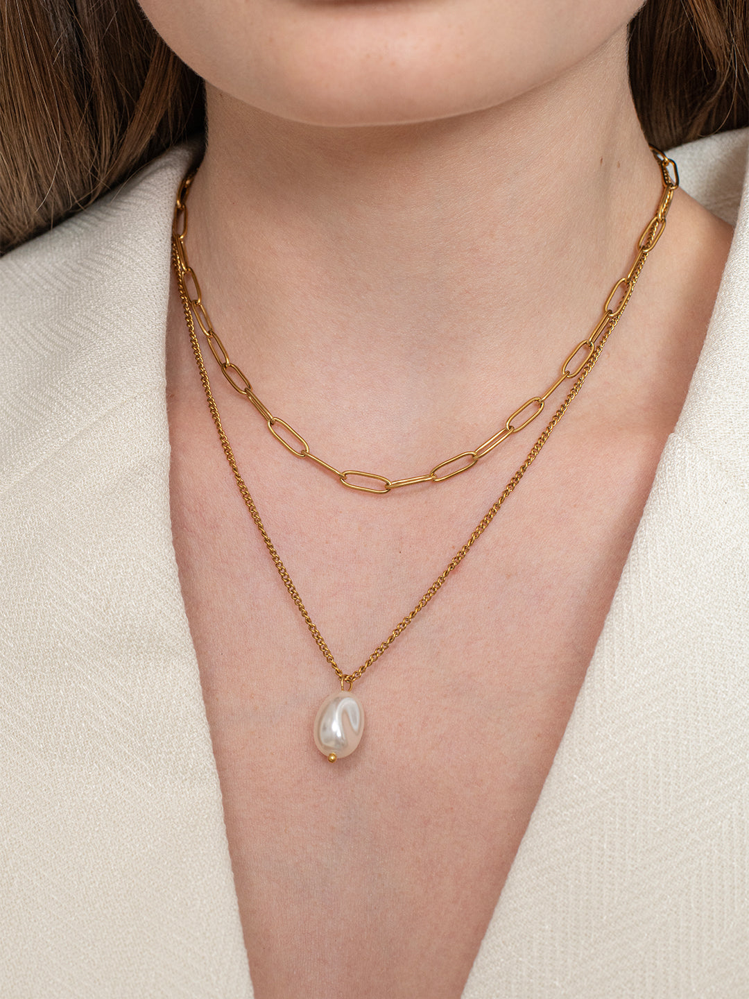 Baroque Layered Necklace - 18k Gold Plated image 4