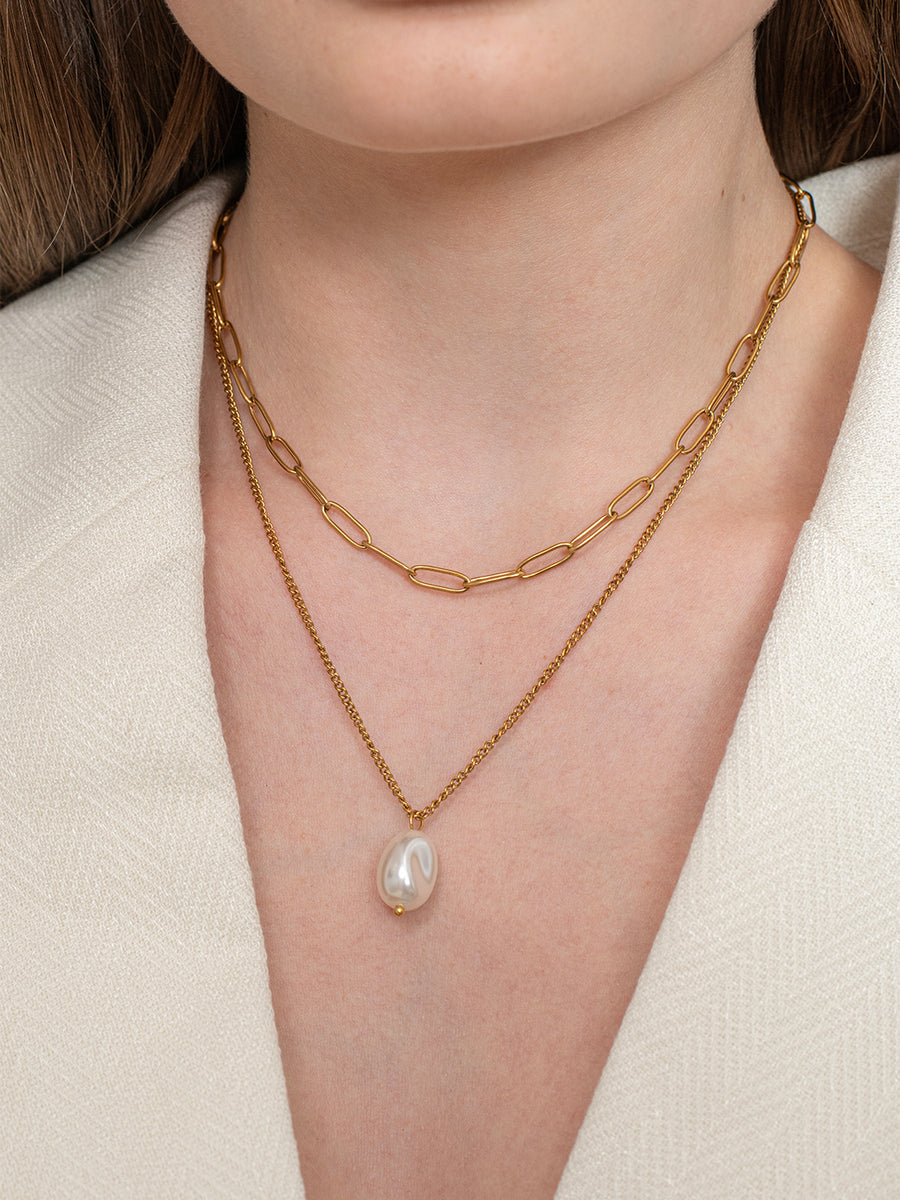 Baroque Layered Necklace - 18k Gold Plated image 4