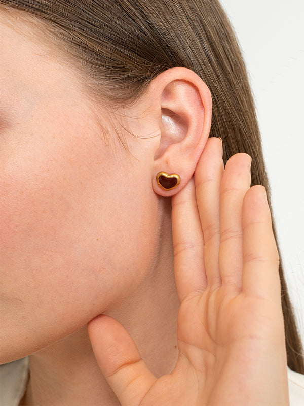 Ruby Love Studs - 18K Gold Plated