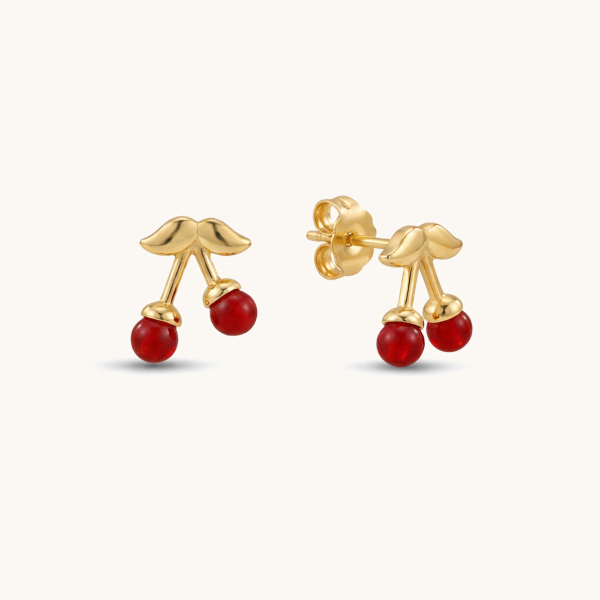 Cherry Studs - 18K Gold Plated image 1