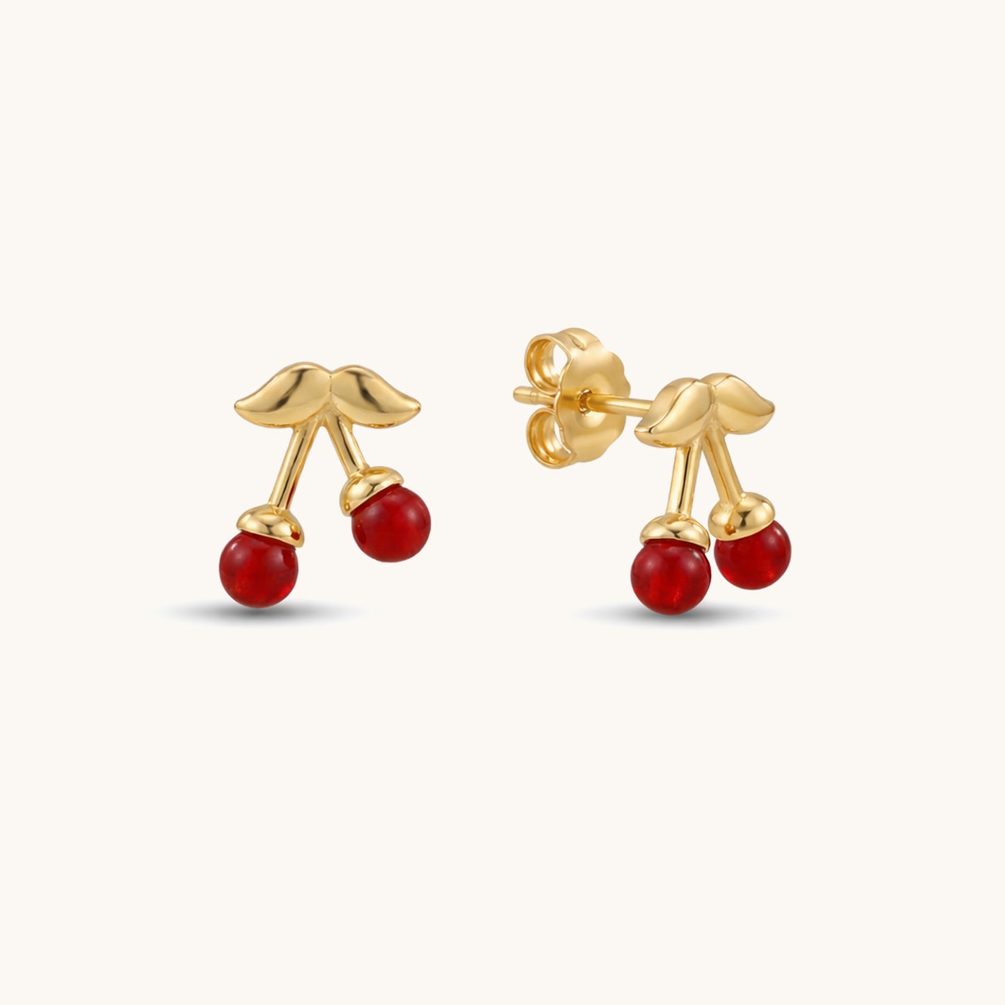 Cherry Studs - 18K Gold Plated