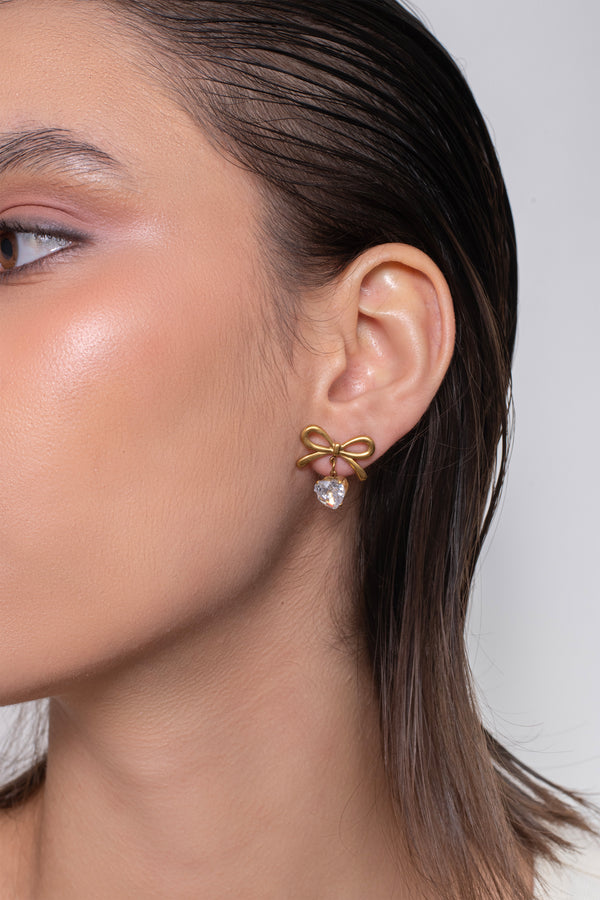 Tied Heart Studs - 18K Gold Plated