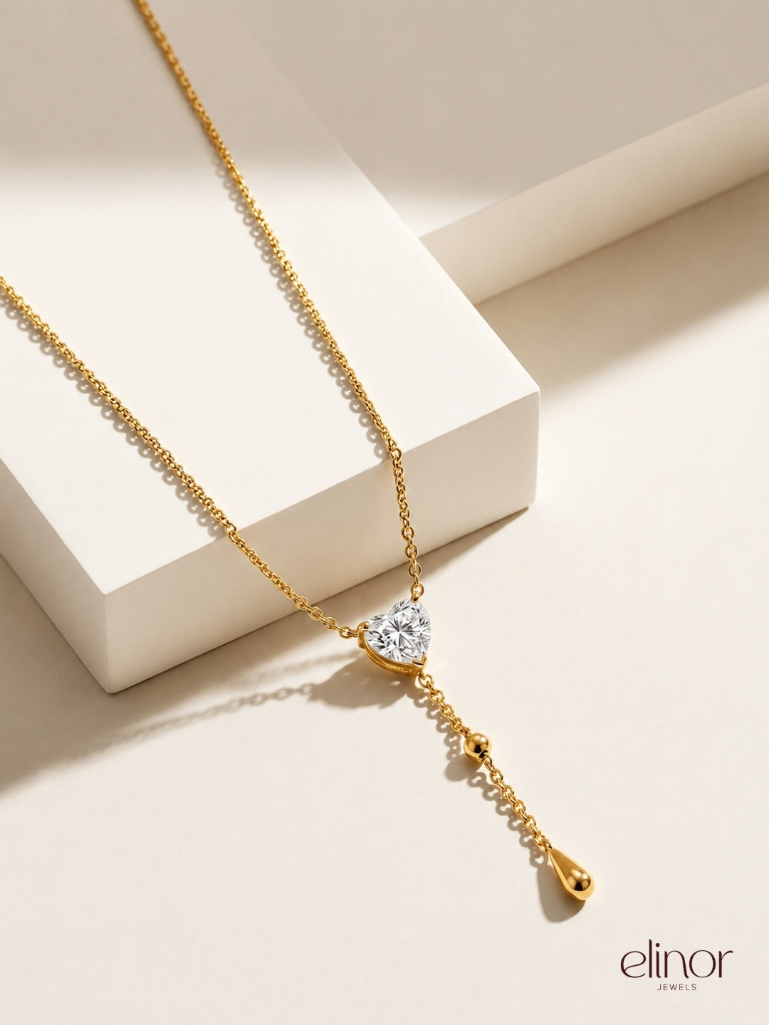 Heart Drop Necklace - 18k Gold Plated