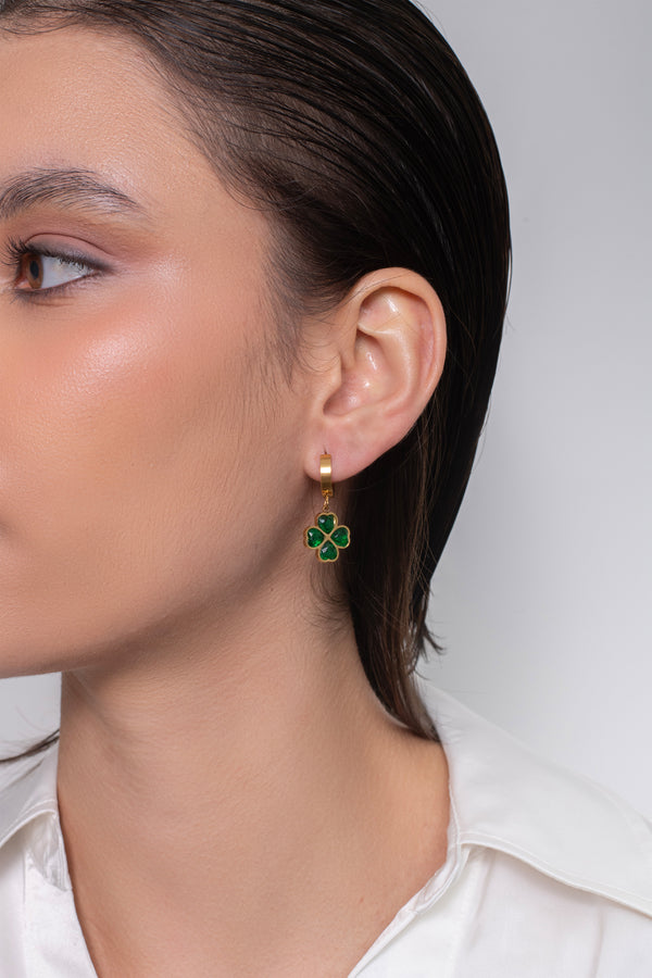 Fora Emerald Hoops - 18K Gold Plated