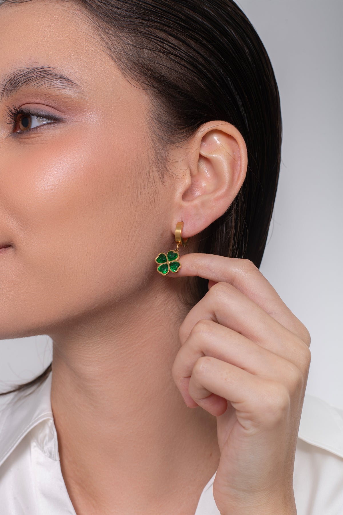 Fora Emerald Hoops - 18K Gold Plated