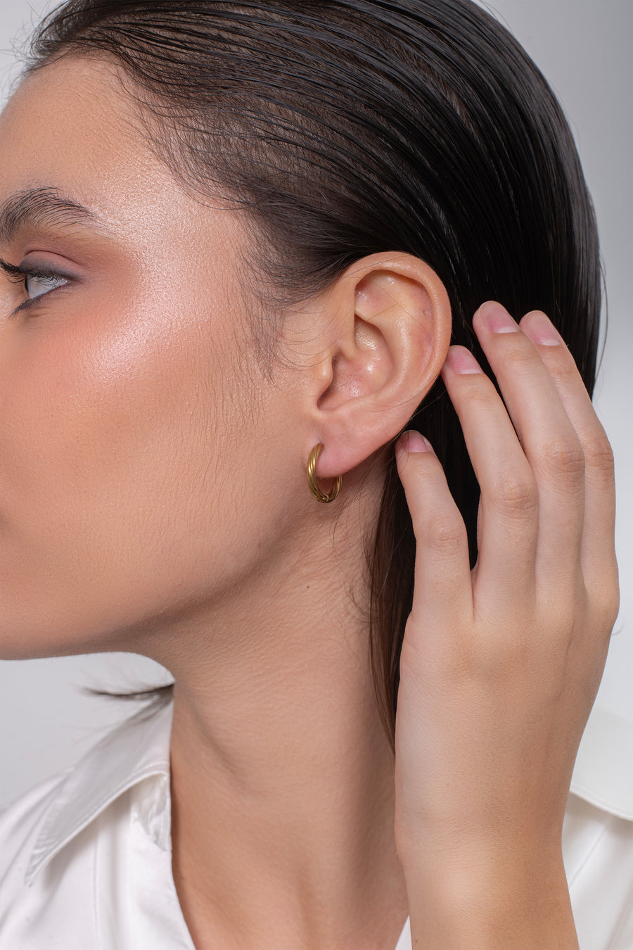 Twisted Mini Hoops – 18K Gold Plated image 2
