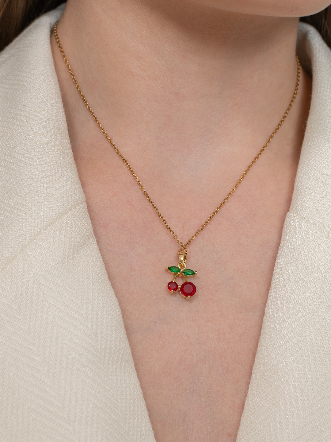 Sweet Cherry Necklace - 18k Gold Plated