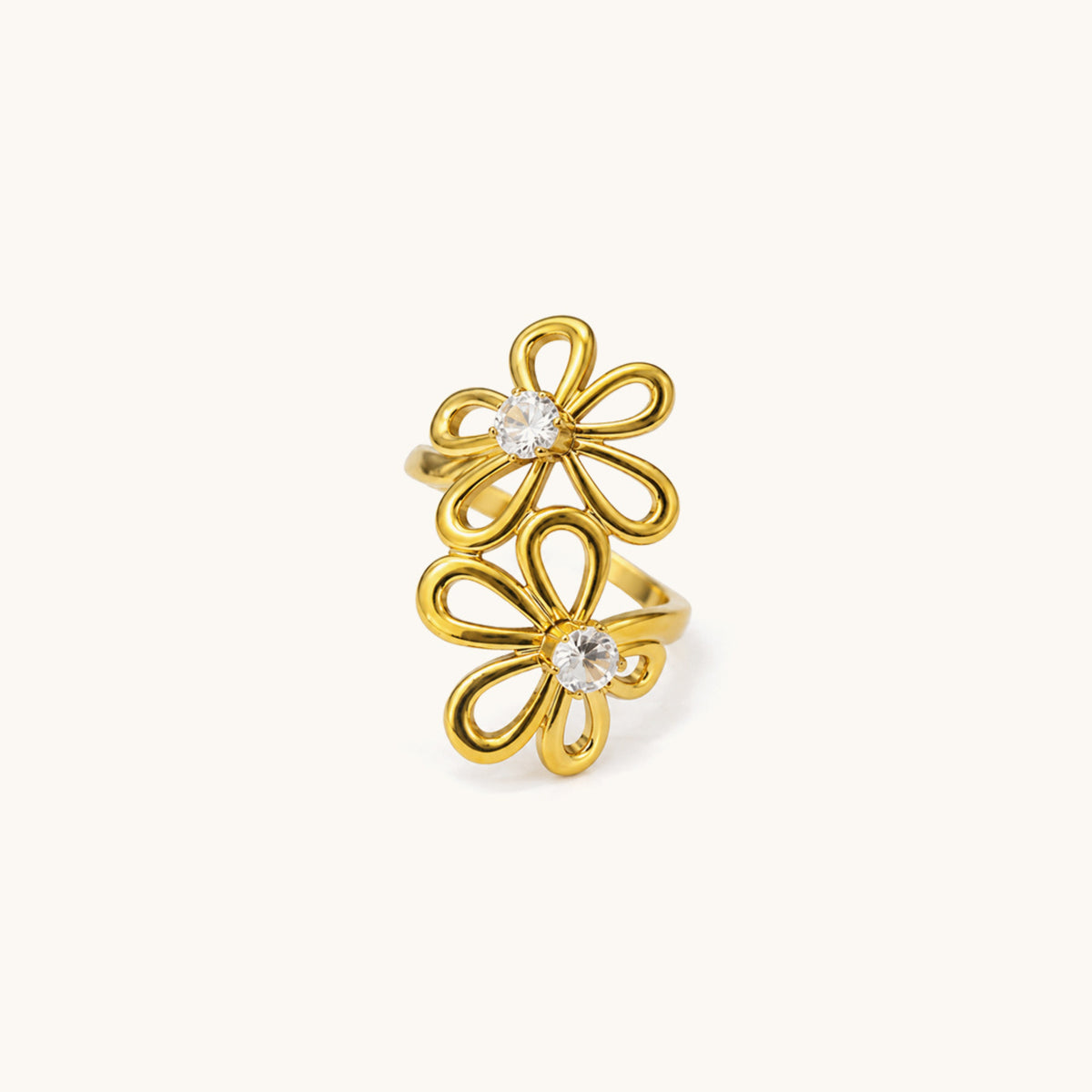 Twin Fleur Ring - 18K Gold Plated