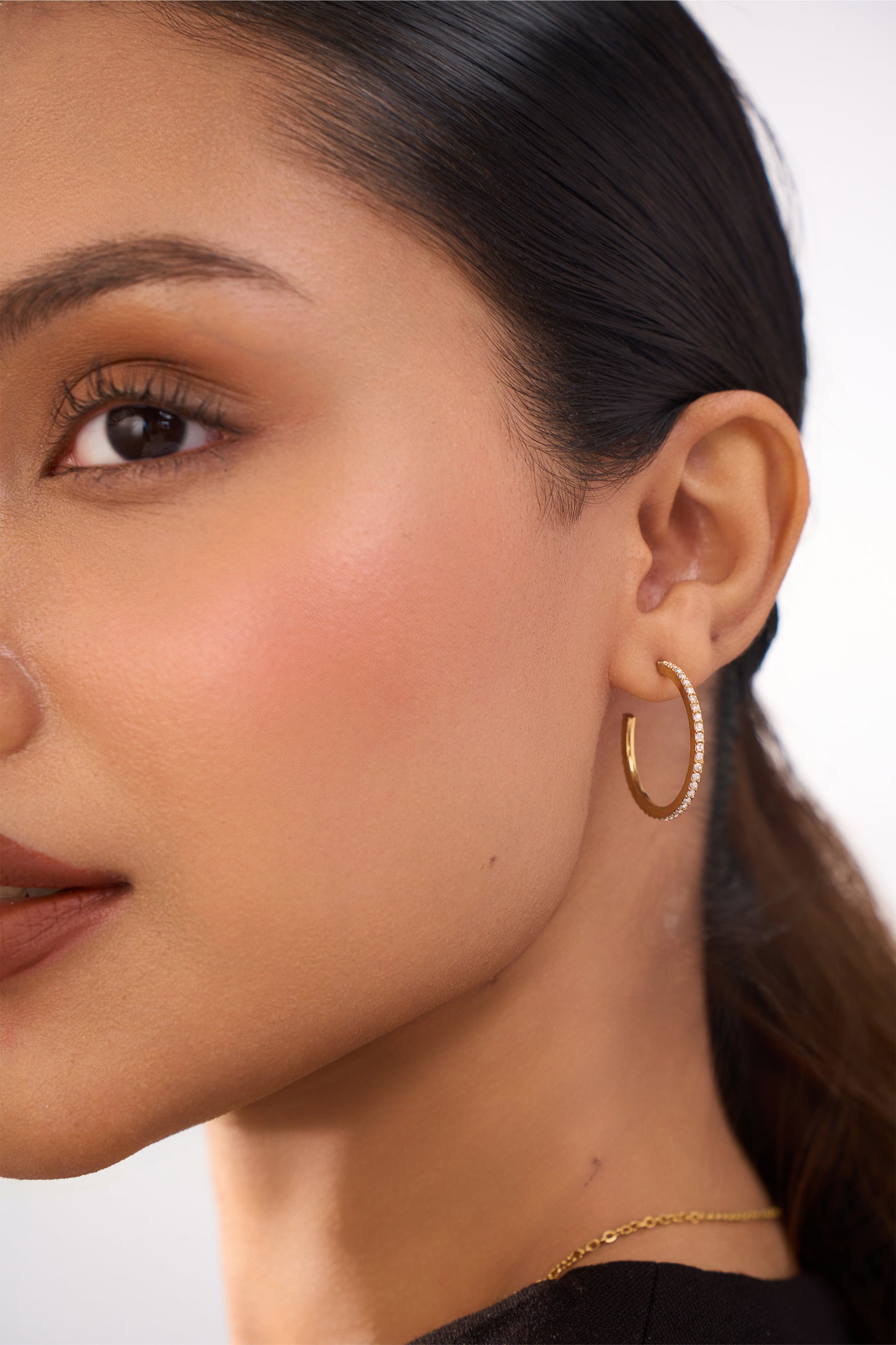 Classic Diamond Hoops - 18k Gold Plated