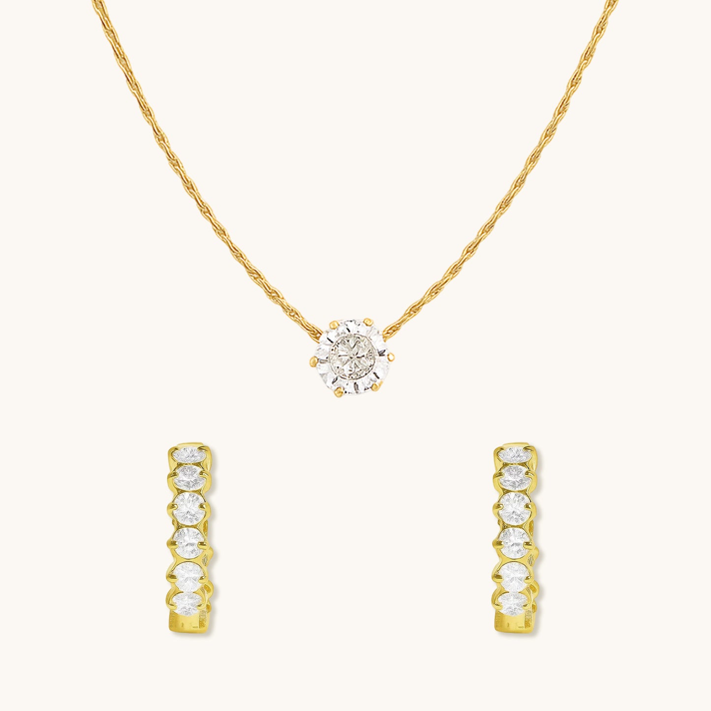 Dainty Diamond Necklace and Juliana Hoops Combo Set - Special Value Offer