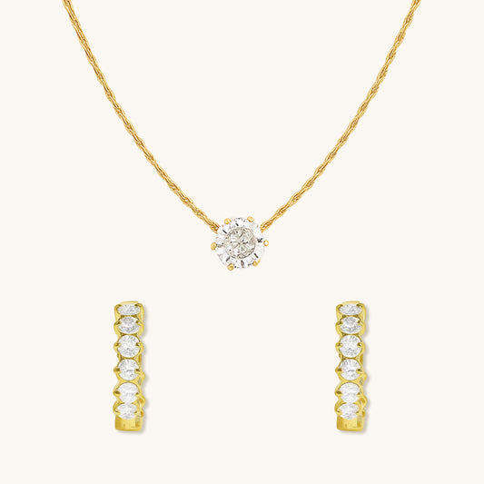 Dainty Diamond Necklace and Juliana Hoops Combo Set - Special Value Offer