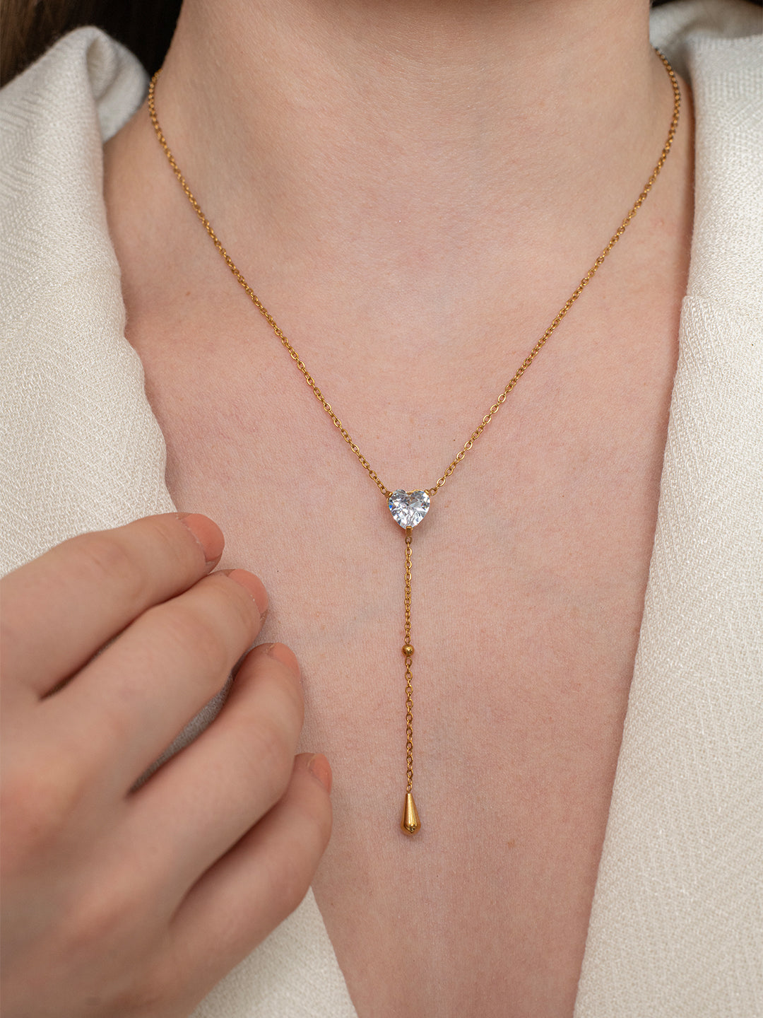 Heart Drop Necklace - 18k Gold Plated