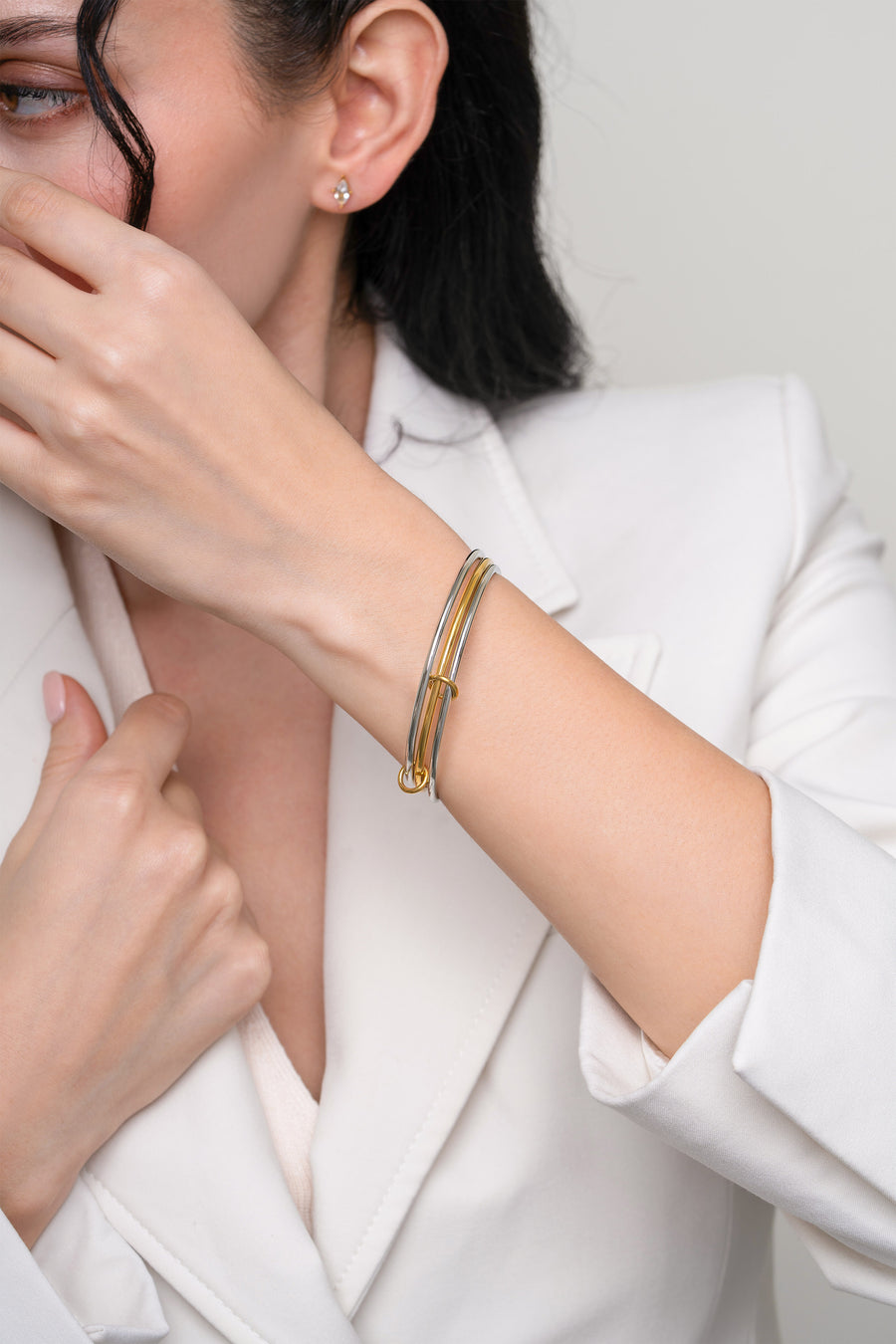 Lola  Stacked Bangle- 18k Gold Plated image 3
