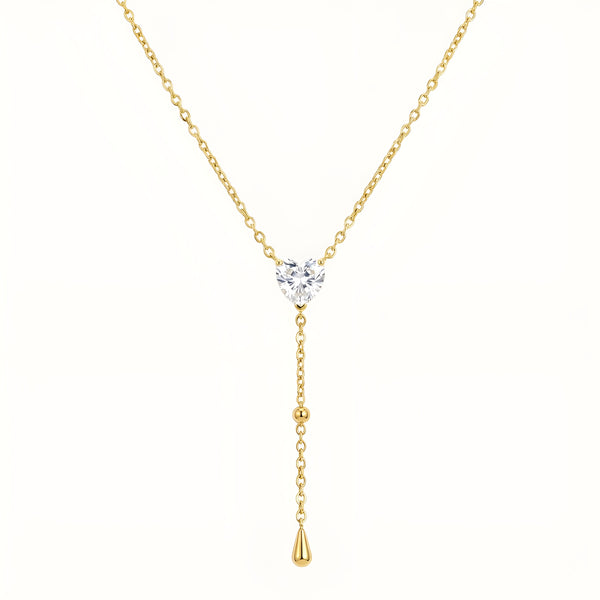 Heart Drop Necklace - 18k Gold Plated