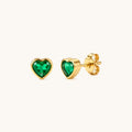 Emerald Heart Studs - 18K Gold Plated