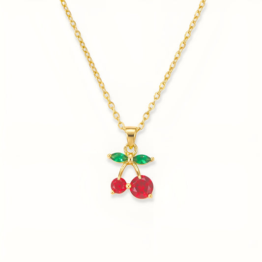 Cherry Glow Necklace - 18k Gold Plated