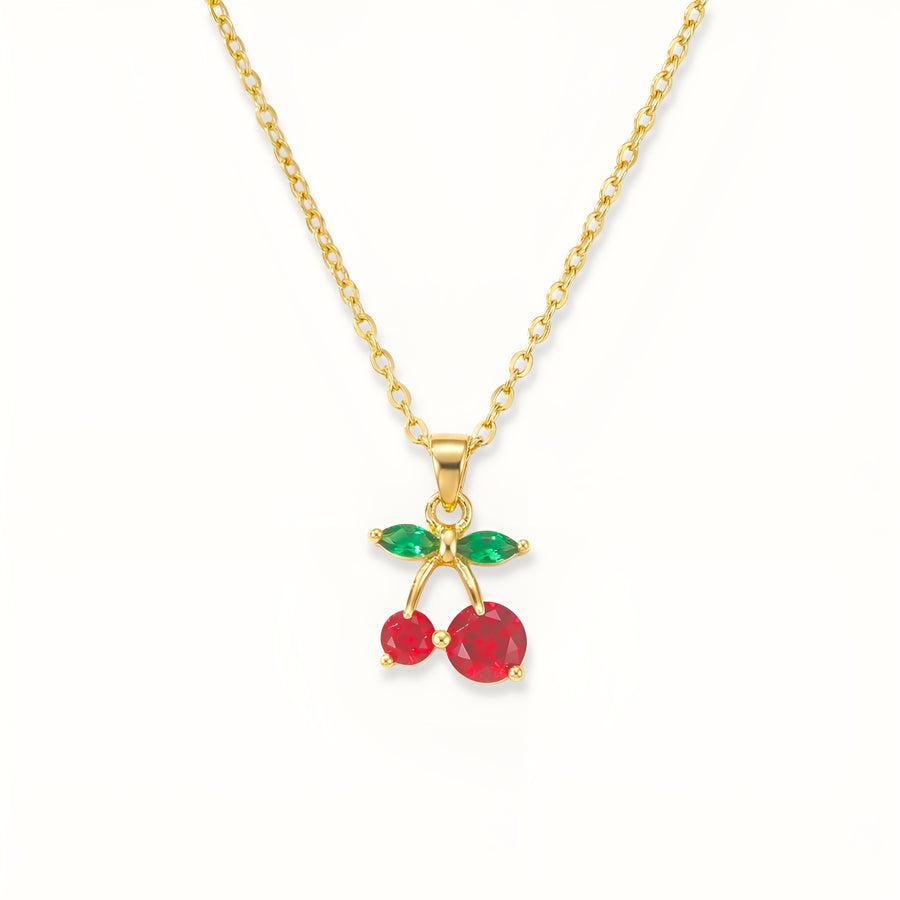 Sweet Cherry Necklace - 18k Gold Plated image 1