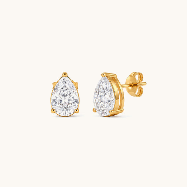 Lia Pear Studs - 18K Gold Plated
