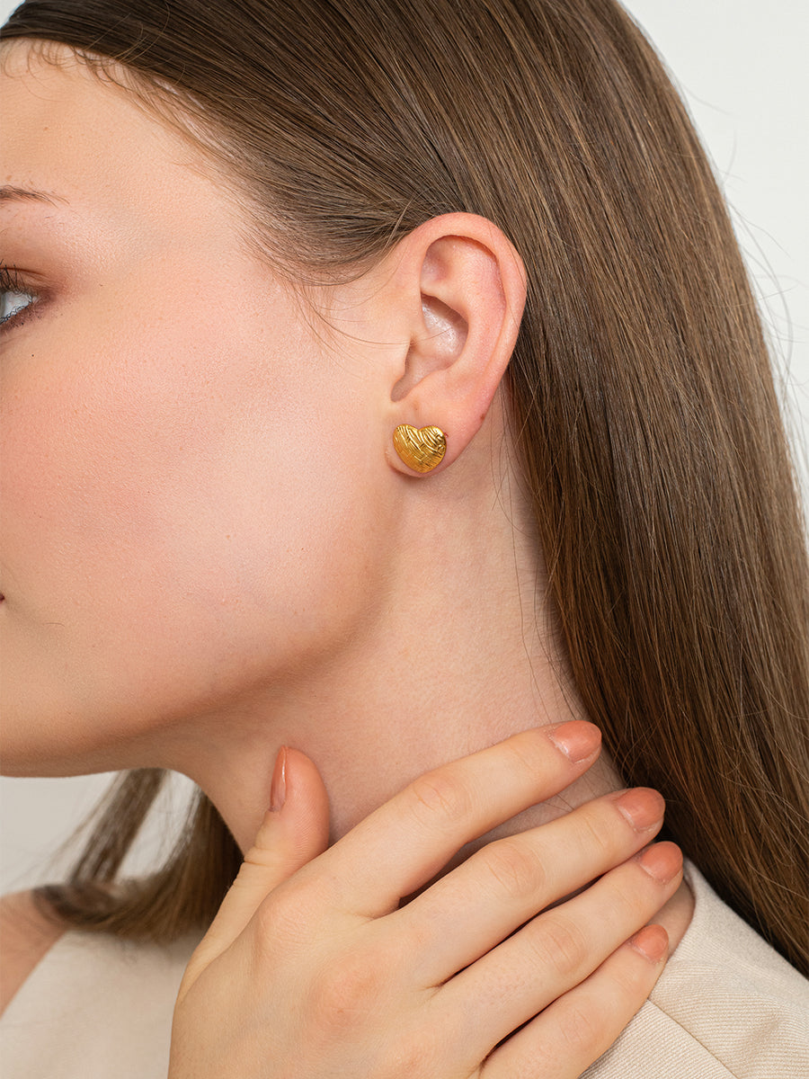 Etched Love Studs - 18k Gold Plated image 2