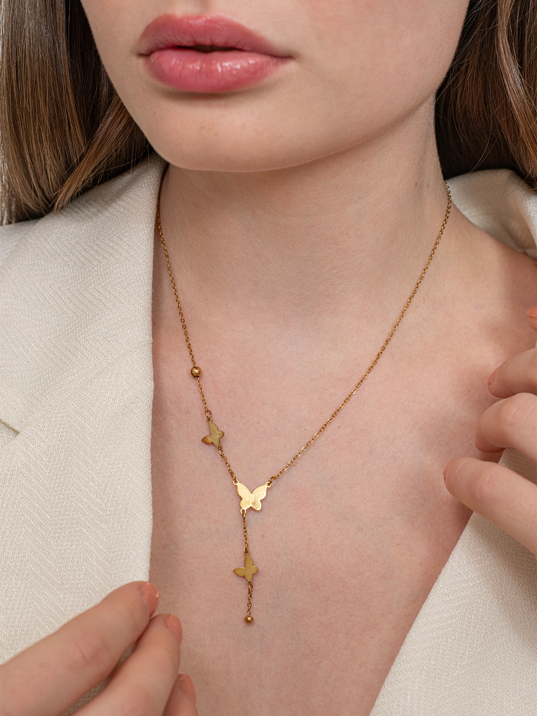 Butterfly Drop Necklace - 18k Gold Plated image 4