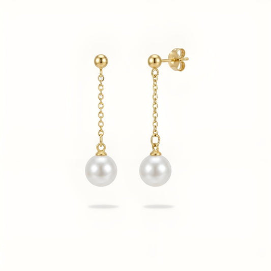 Ivoria Pearl Drop Studs - 18k Gold Plated