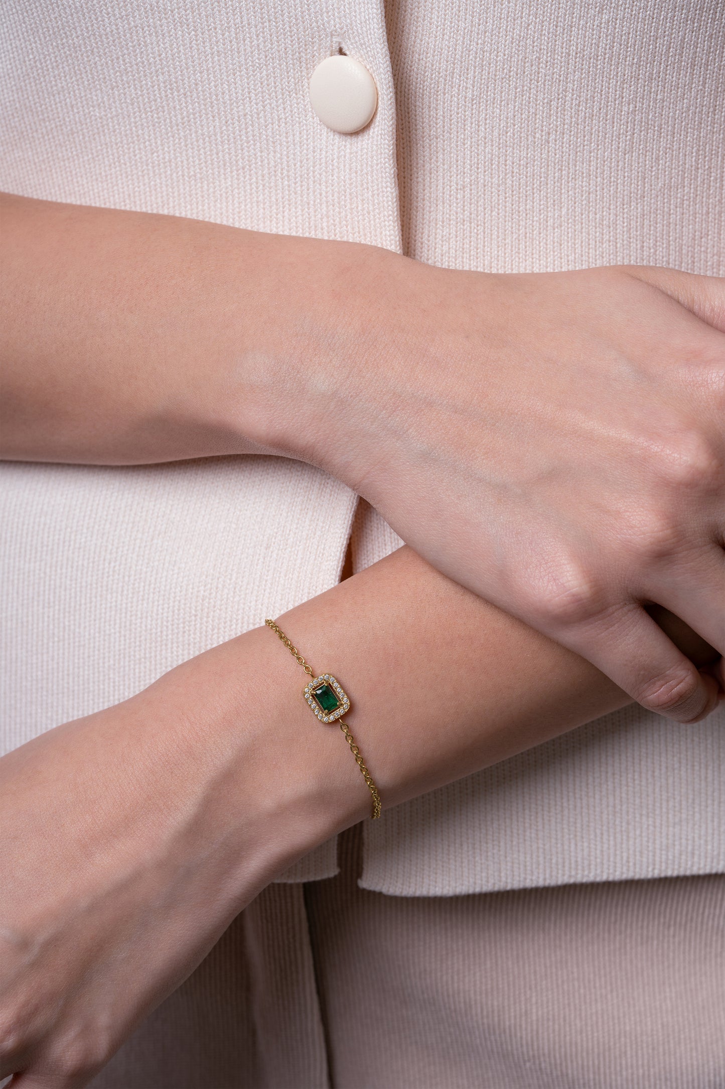 Emerald Rectangle Bracelet - 18K Gold Plated