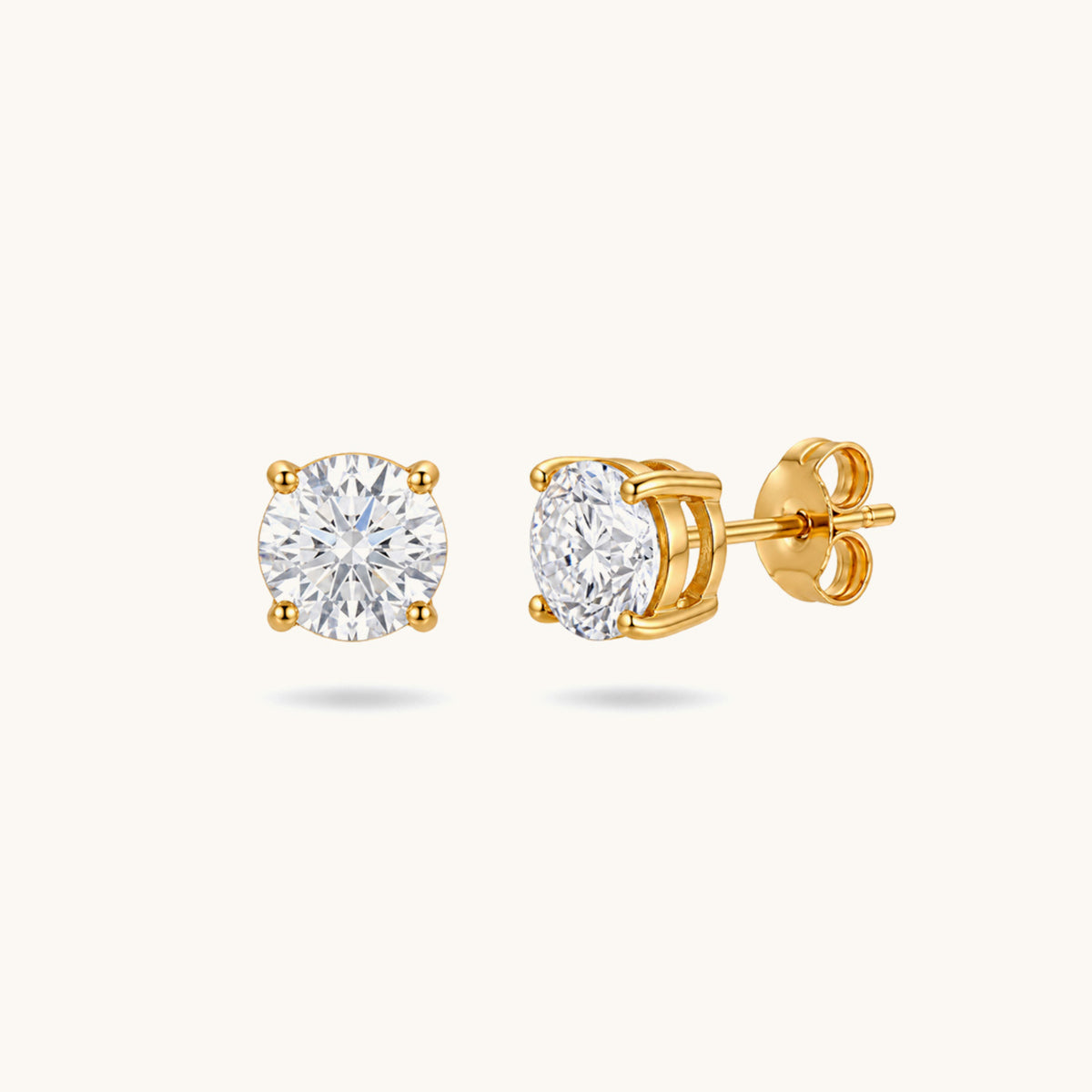 Ruru Solitaire Studs - 18K Gold Plated