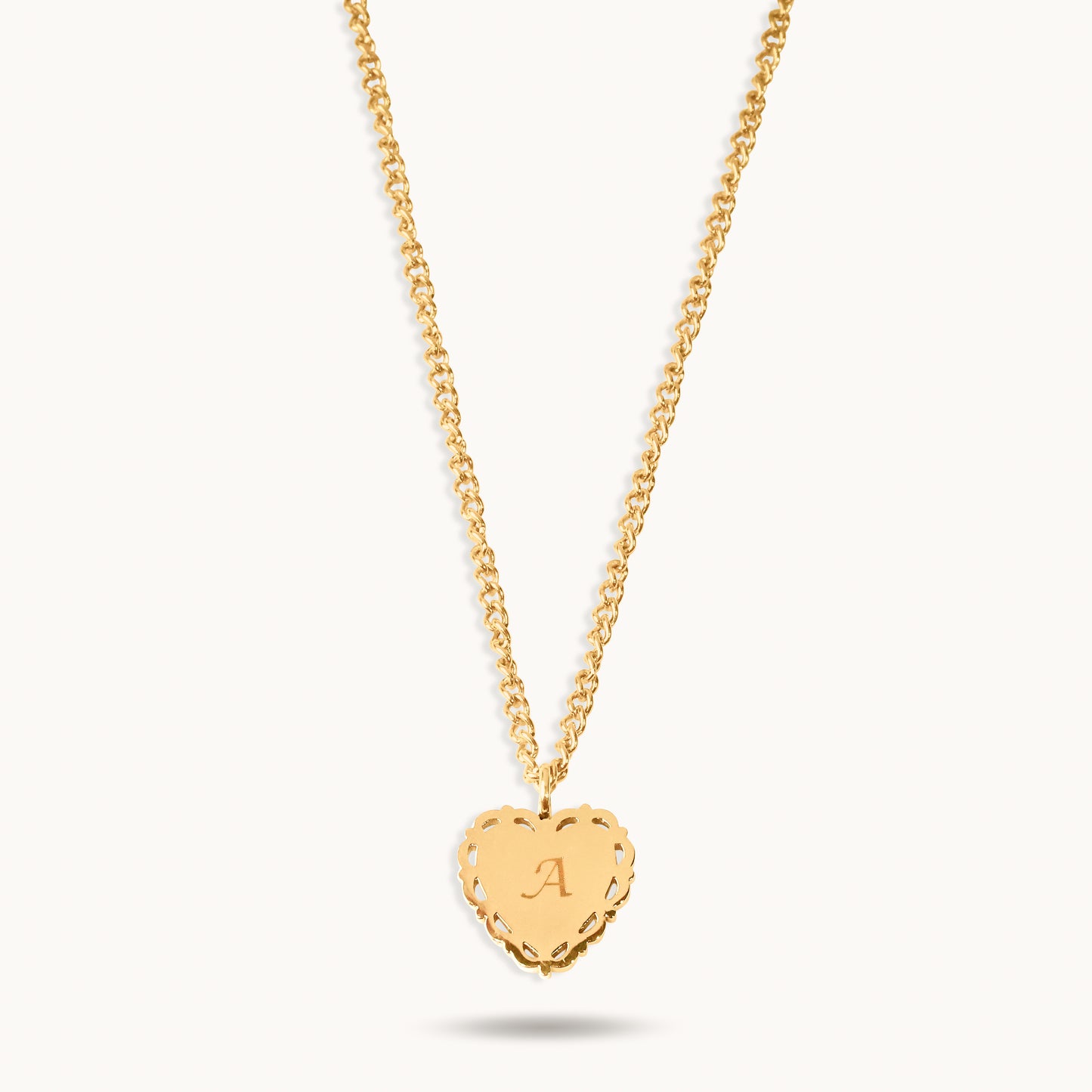 Initial Heart Necklace - 18K Gold Plated