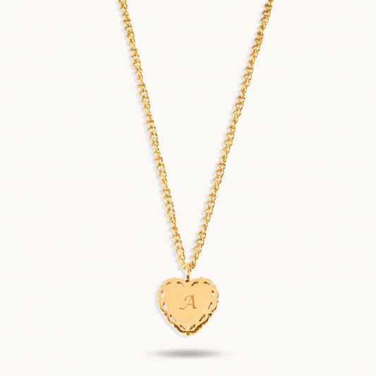 Initial Heart Necklace - 18K Gold Plated