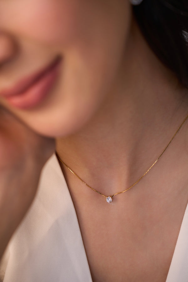Dainty Diamond Necklace  - 18K Gold Plated