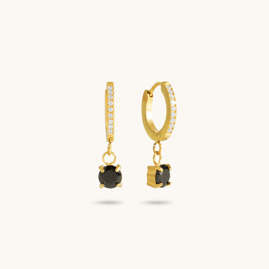 Clara Black Huggies  - 18K Gold Plated