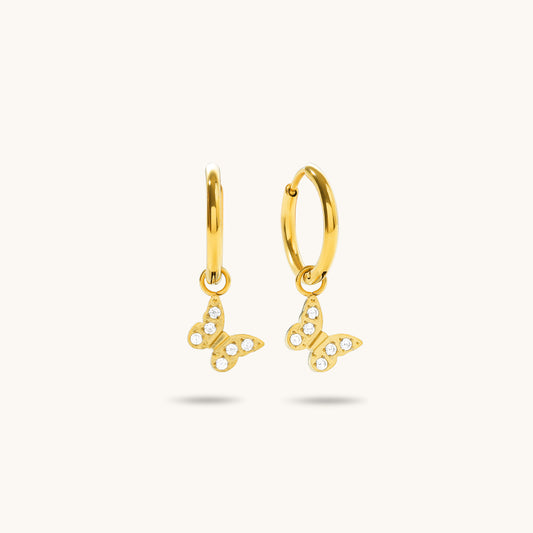 Butterfly Huggies - 18K Gold Plated