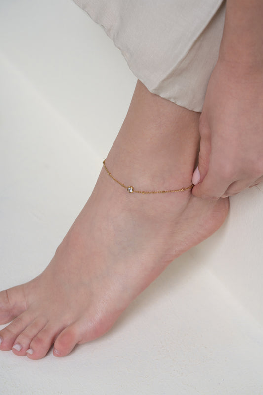 Dainty Diamond Anklet - 18K Gold Plated