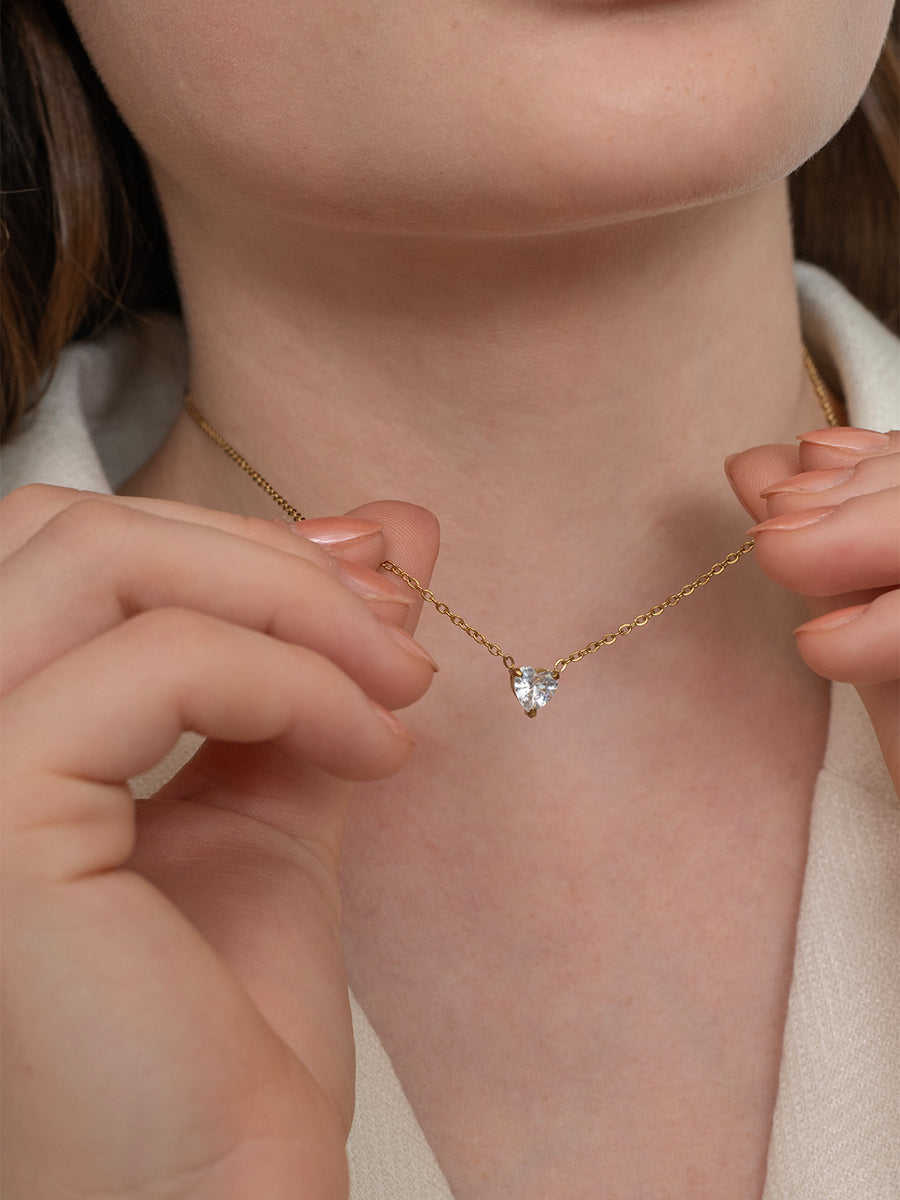 Love Diamond Necklace - 18k Gold Plated image 3