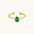 Pear Emerald Ring - 18K Gold Plated