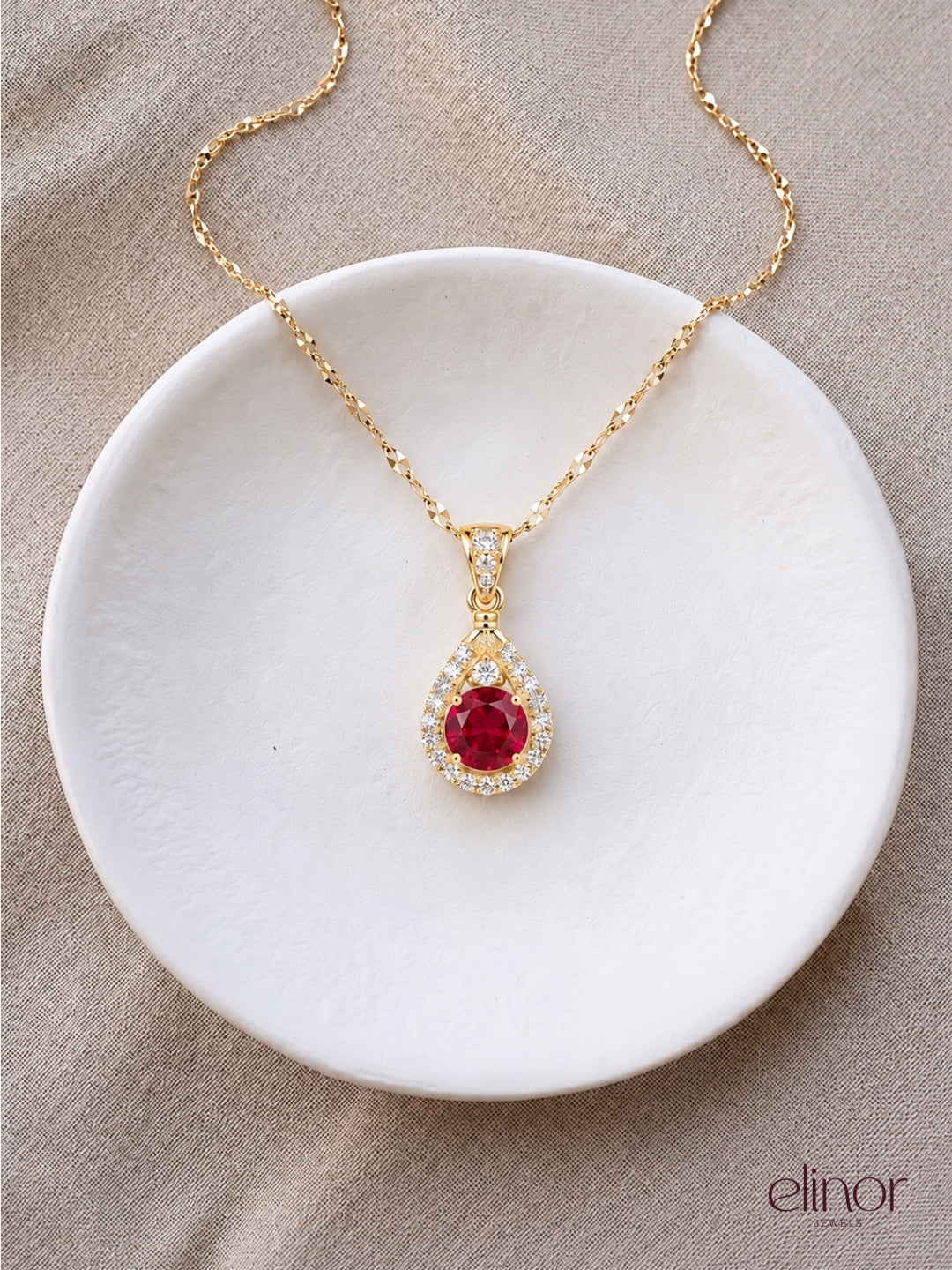 Aurora Red Necklace – 18K Gold Plated image 2
