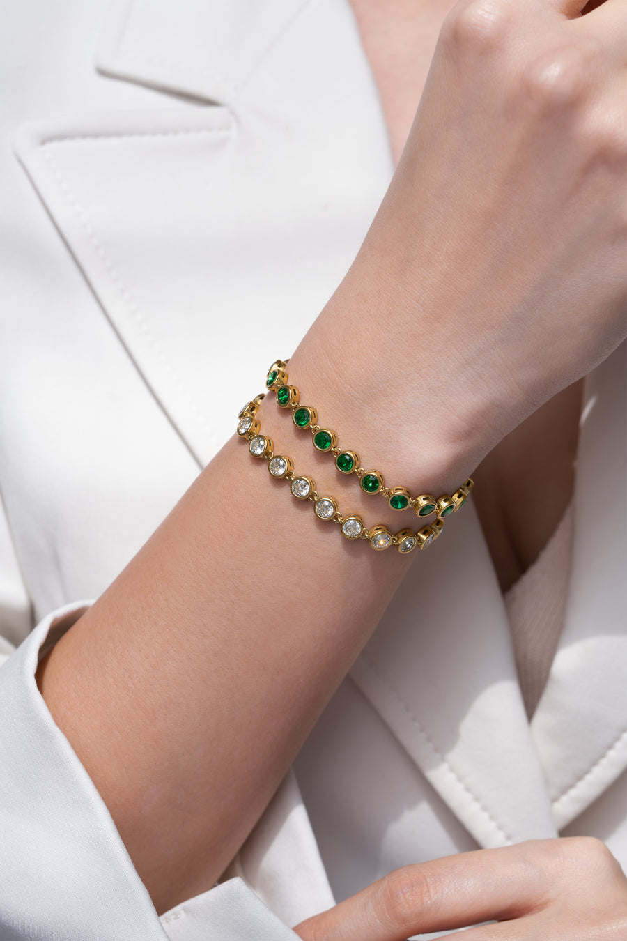 Emerald Bezel Tennis Bracelet - 18K Gold Plated image 3