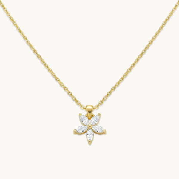 Gold Flower Necklace - 18k Gold Plated