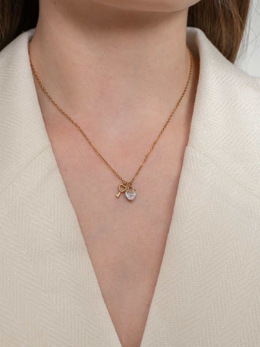 Heart Key Necklace - 18k Gold Plated image 6