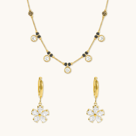 Saaj Drop Mangalsutra and Indy Huggies Combo Set - Special Value Offer