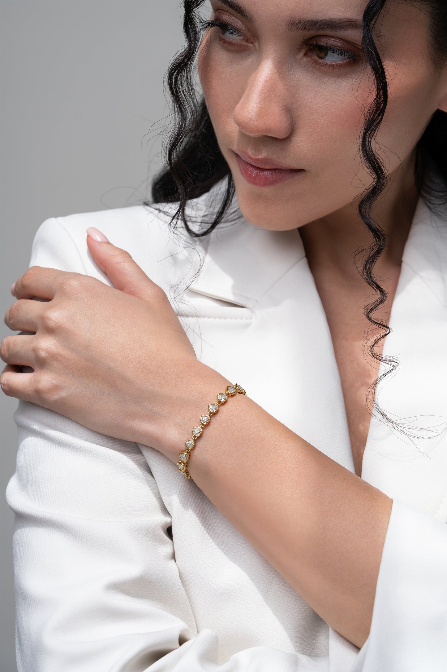 Classic Heart Tennis Bracelet - 18K Gold Plated