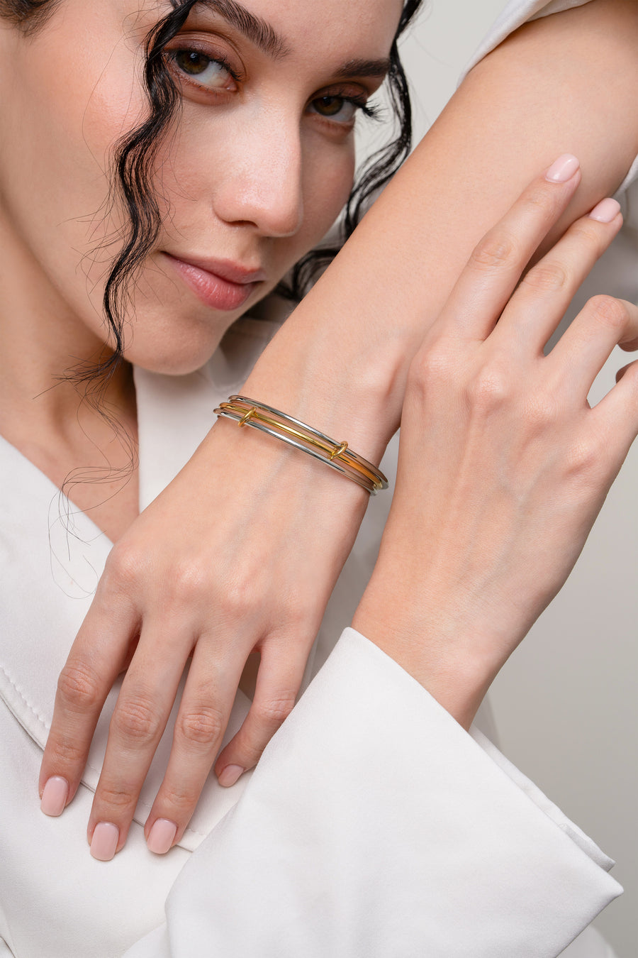 Lola  Stacked Bangle- 18k Gold Plated image 1