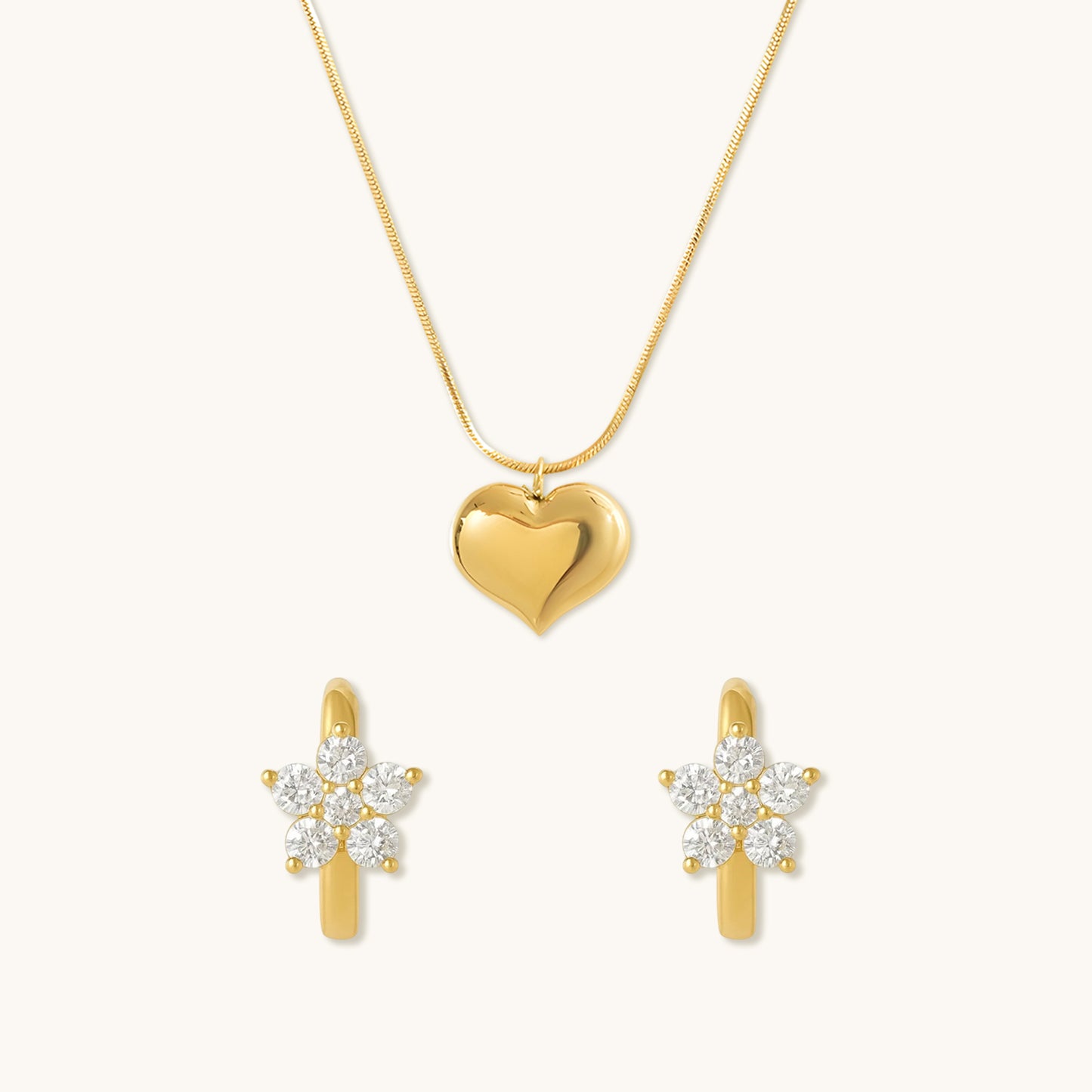 Hazel Necklace and Flower Huggies Combo Set - Special Value Offer