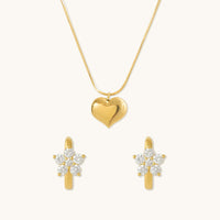 Hazel Necklace and Flower Huggies Combo Set - Special Value Offer