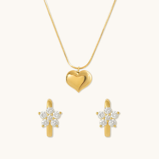 Hazel Necklace and Flower Huggies Combo Set - Special Value Offer