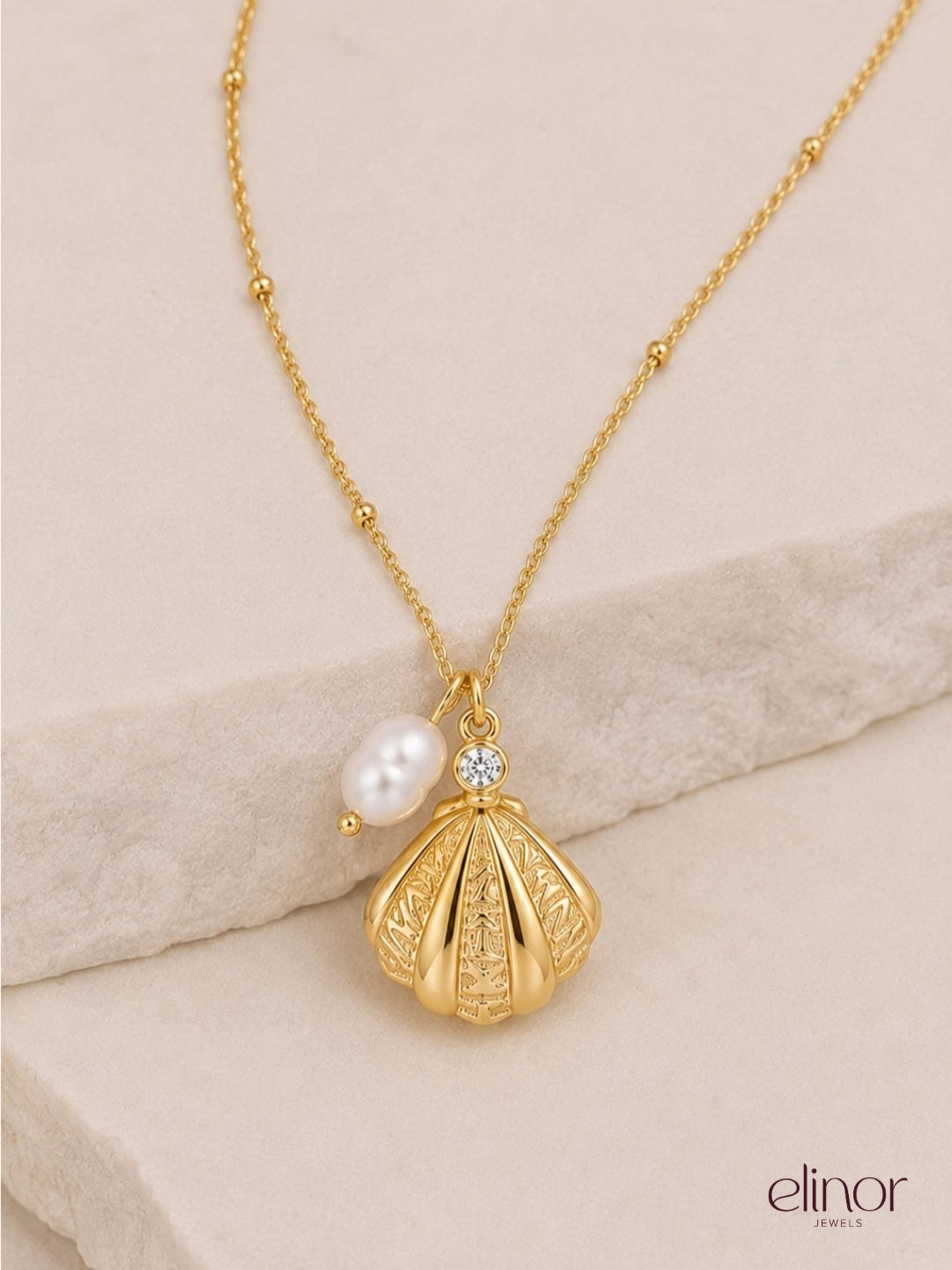 Luna Shell Necklace – 18K Gold Plated image 5