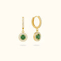 Emerald Circle Diamond Huggies - 18K Gold Plated