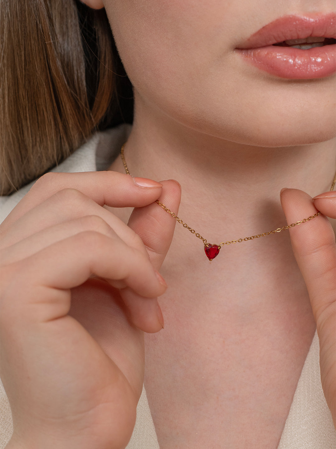 Love Ruby Necklace - 18k Gold Plated