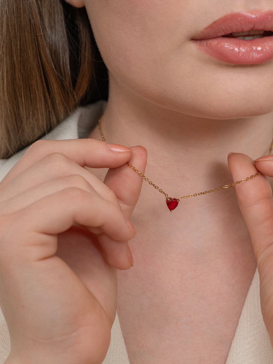 Love Ruby Necklace - 18k Gold Plated image 3