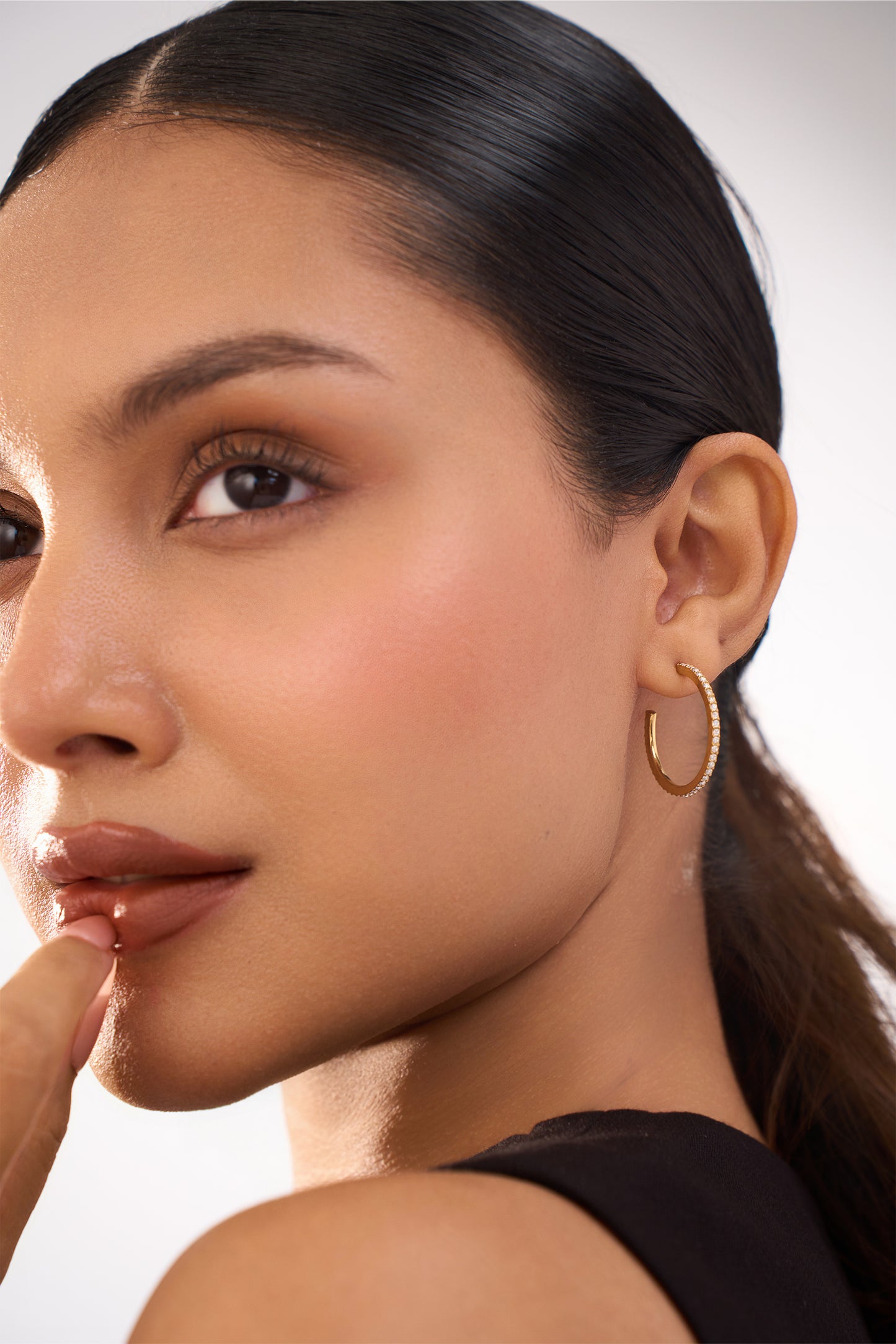 Classic Diamond Hoops - 18k Gold Plated